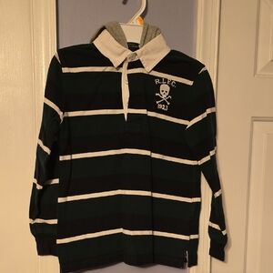 Polo by Ralph Lauren Kids Long Sleeve Shirt - Dark Green and White